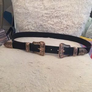 western style double buckle belt
